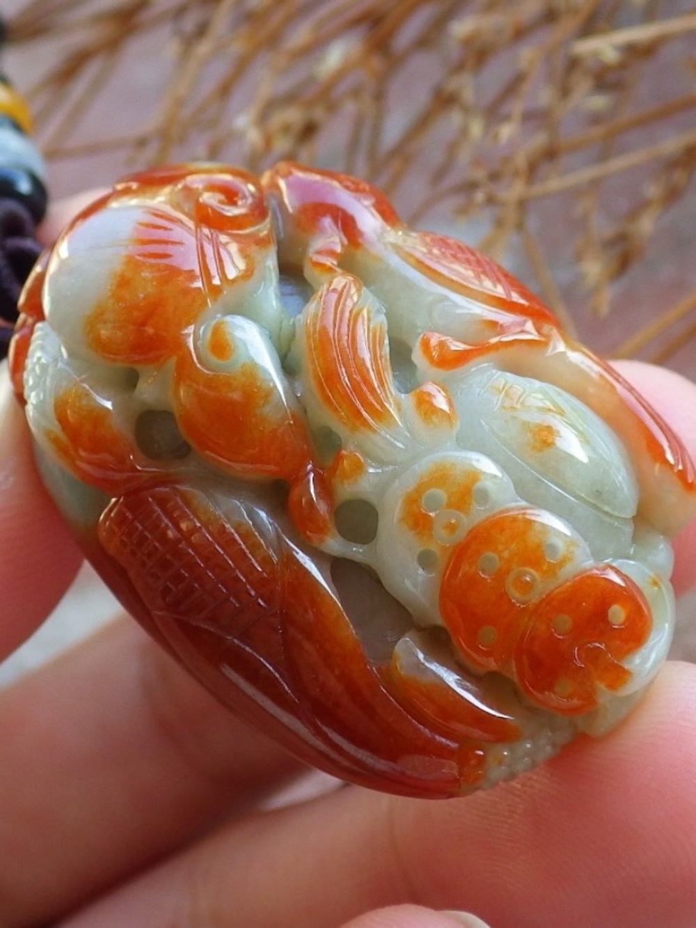 Certified A Jade jadeite Phoenix Bird Lotus Flower Lucky Amulet Pendant Necklace